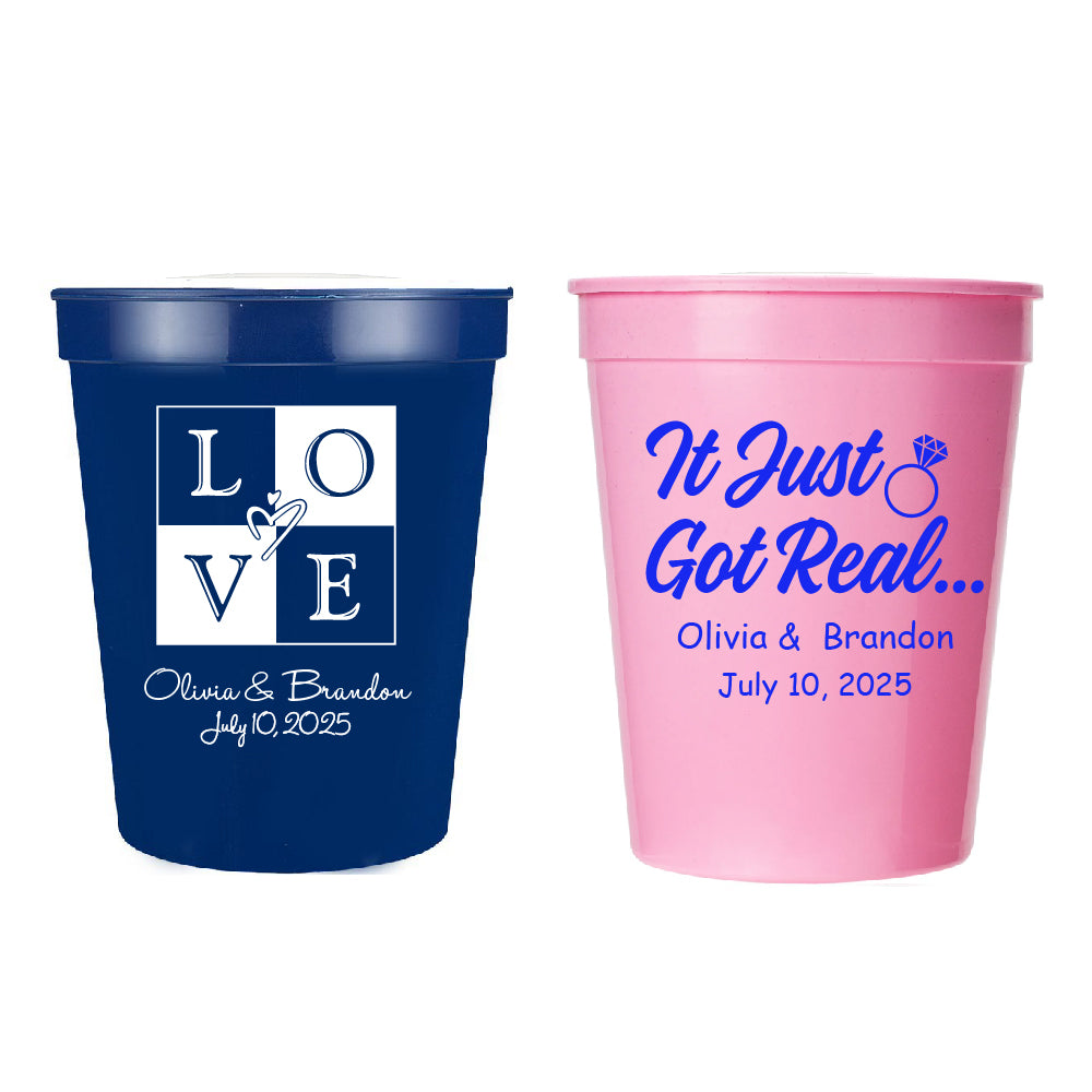 Personalized Wedding Themed Stadium cups