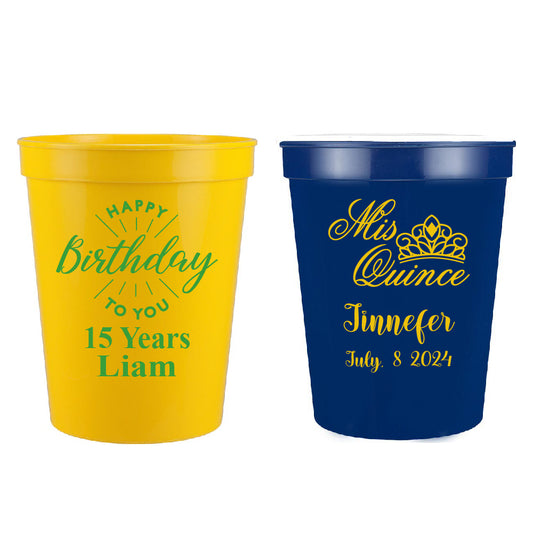 Personalized Birthday Themed Stadium Cups