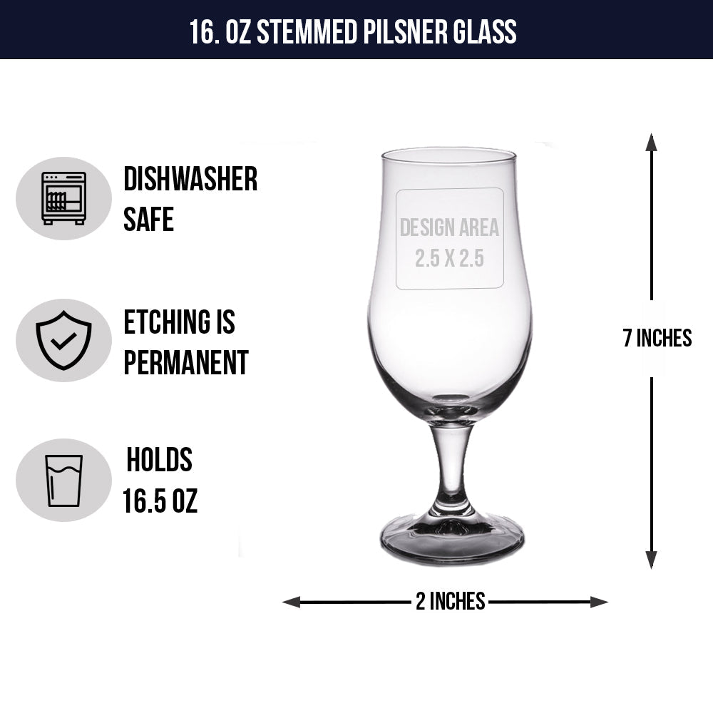 Your Logo Personalized Etched Stemmed Pilsner Glass