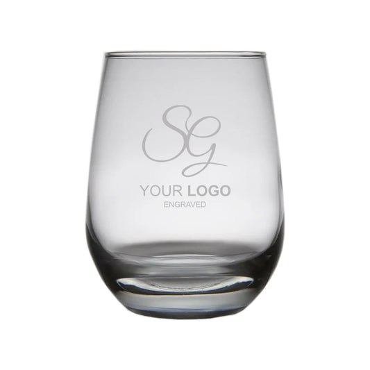 Your Logo Etched 15 oz Stemless White Wine Glass